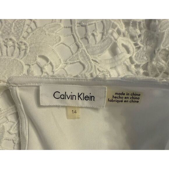 Calvin Klein Women’s Lace Top Lined Short Sleeve Sz. 14 Feminine - Picture 9 of 11